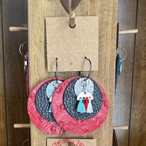 Elegant Red and Black Dangle Earrings